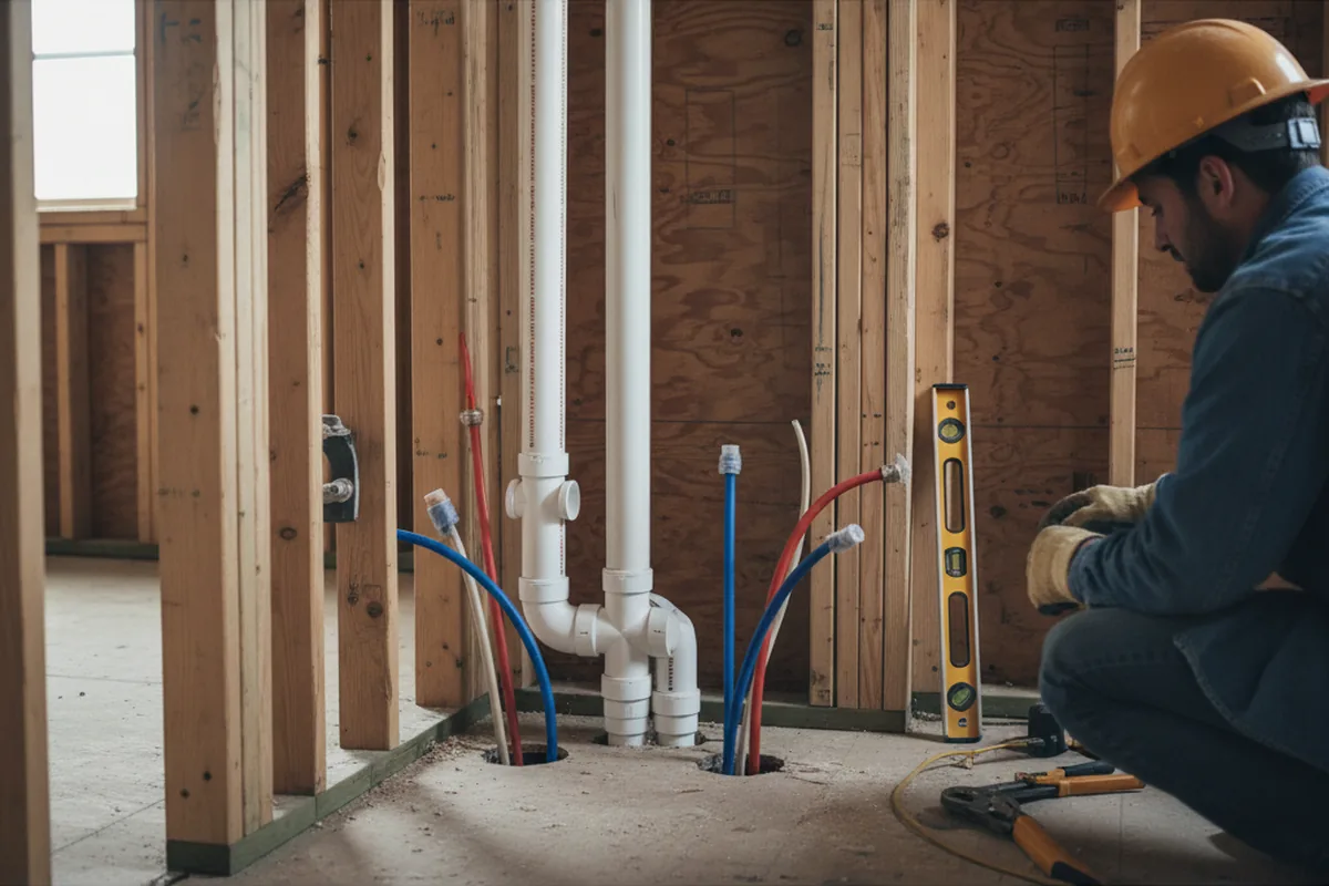 Drain and supply rough-in during Drain Cleaning in Howell
